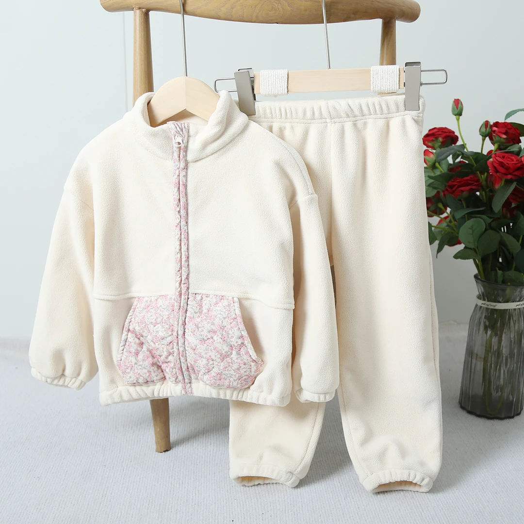 中大童韩版休闲套装摇粒绒春秋女童保暖套装2G257(个别微脏、微染)