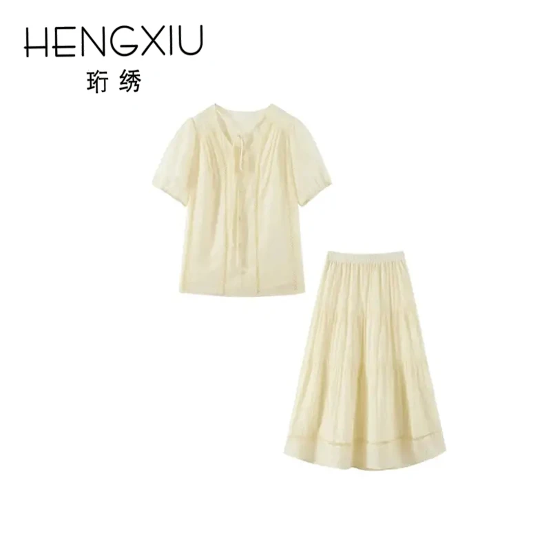 珩绣轻熟风套装2025新款夏季时尚上衣高腰半身裙两件套女JR3639-1