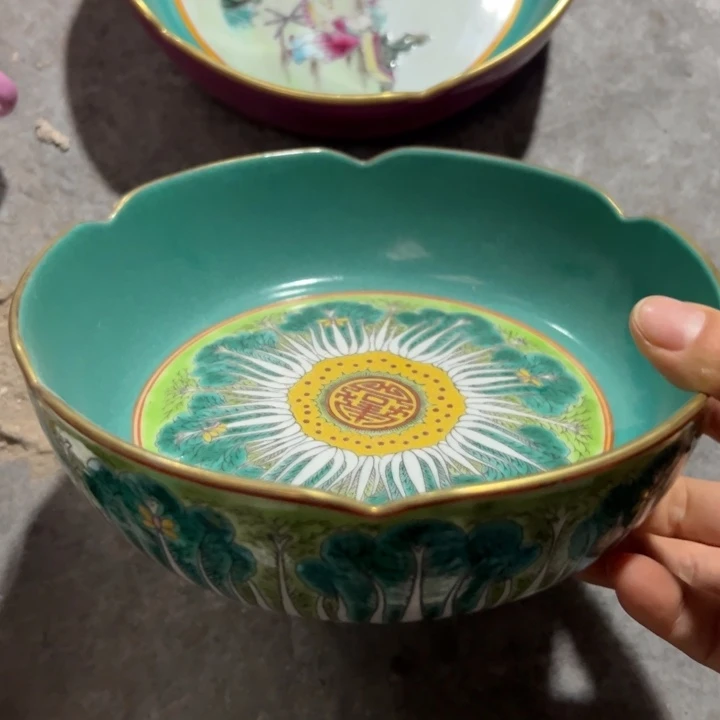 碗叶*手绘白菜的茶洗