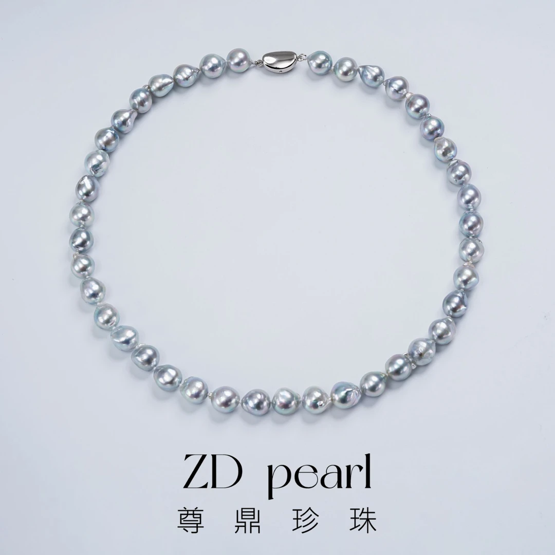 【阳阳】尊鼎珍珠-《苁蓉》S925银海水珍珠真多麻色巴洛克项链9-10mm