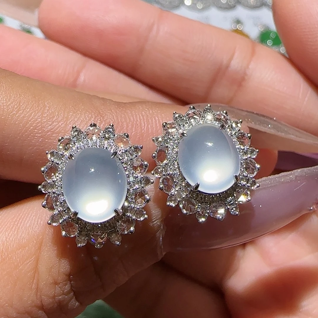 【闪购商品】18K金镶嵌翡翠耳饰天然