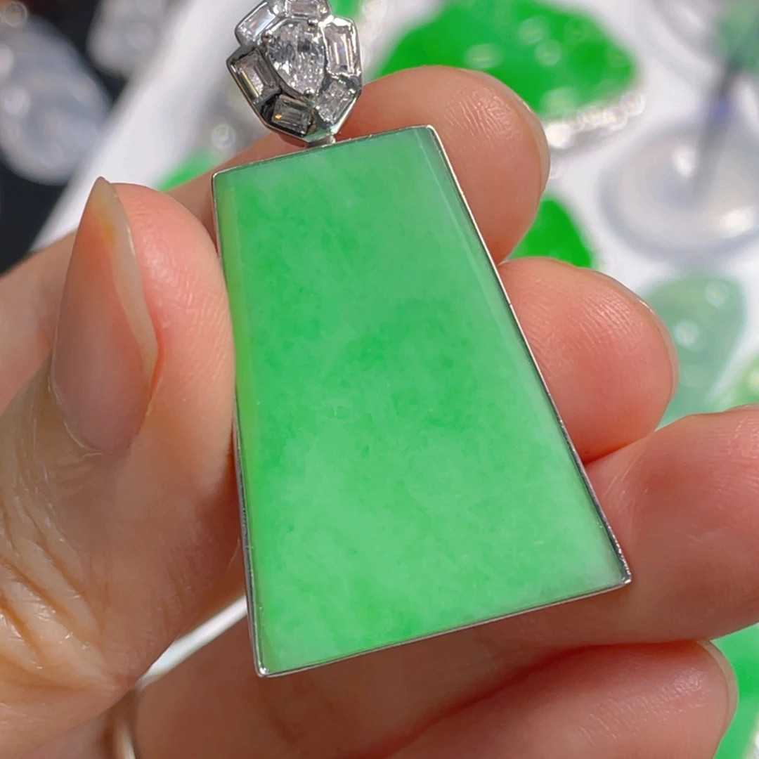 翡翠银S925镶嵌吊坠(不含链)