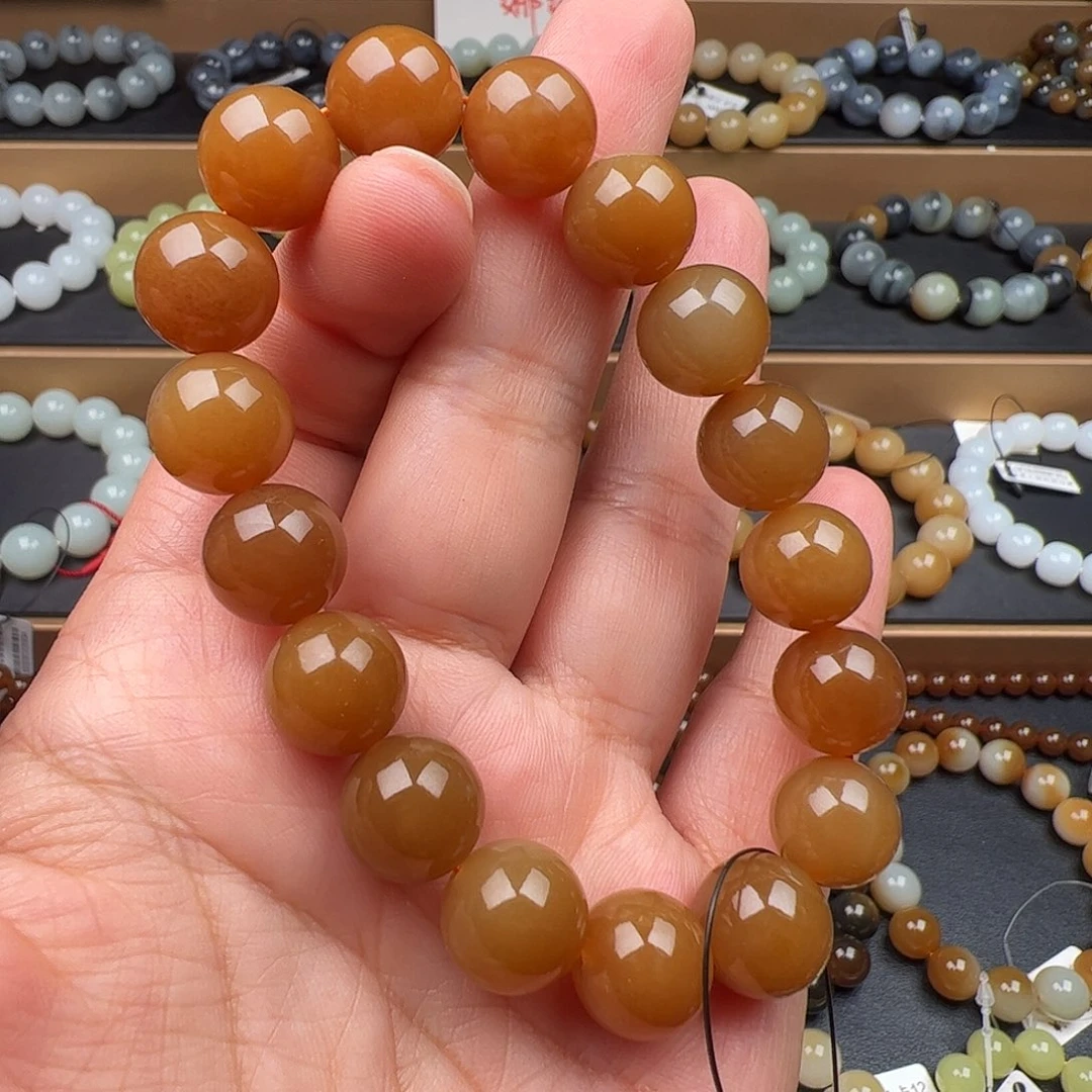 和田玉未镶嵌手链且末红糖卡12