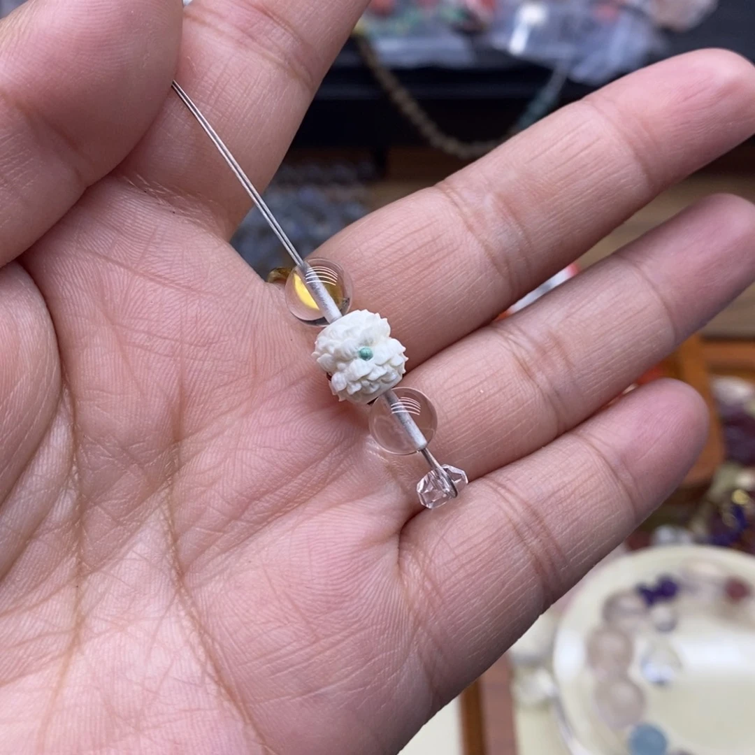云***暖水晶珠宝半成品未镶嵌大并蒂莲牙牙