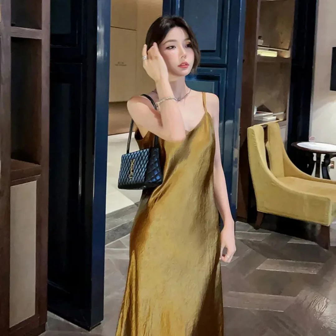 连衣裙宽松性感风时尚显瘦吊带收腰气质裙子拼接女装禅意仙气飘飘