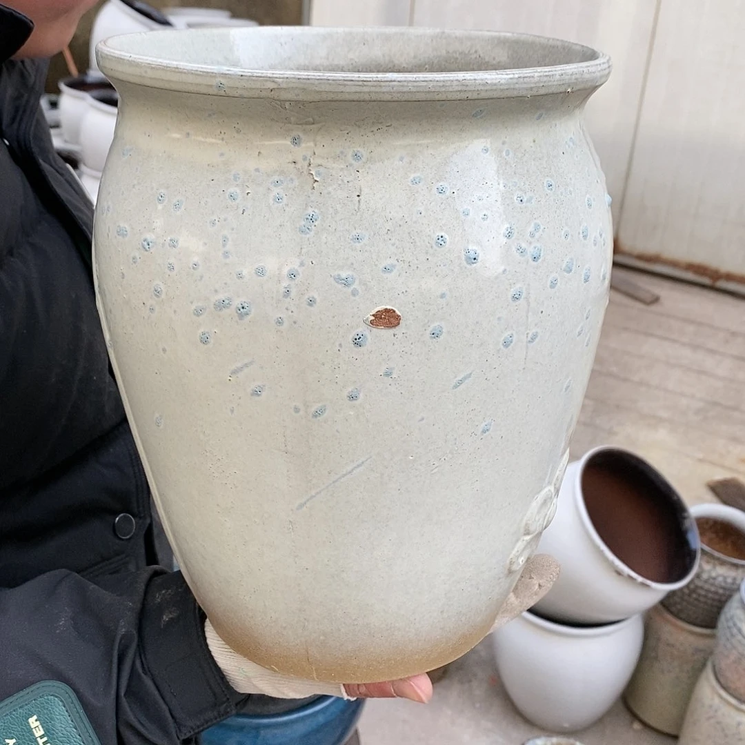 紫砂花盆瑕疵口20高25瑕疵