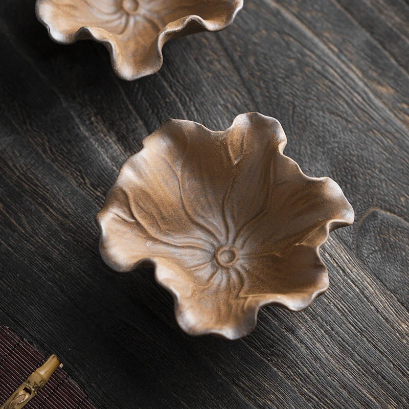 原矿粗陶老岩泥主人杯陶瓷品茗杯粗陶荷叶杯不规则杯复古功夫茶具