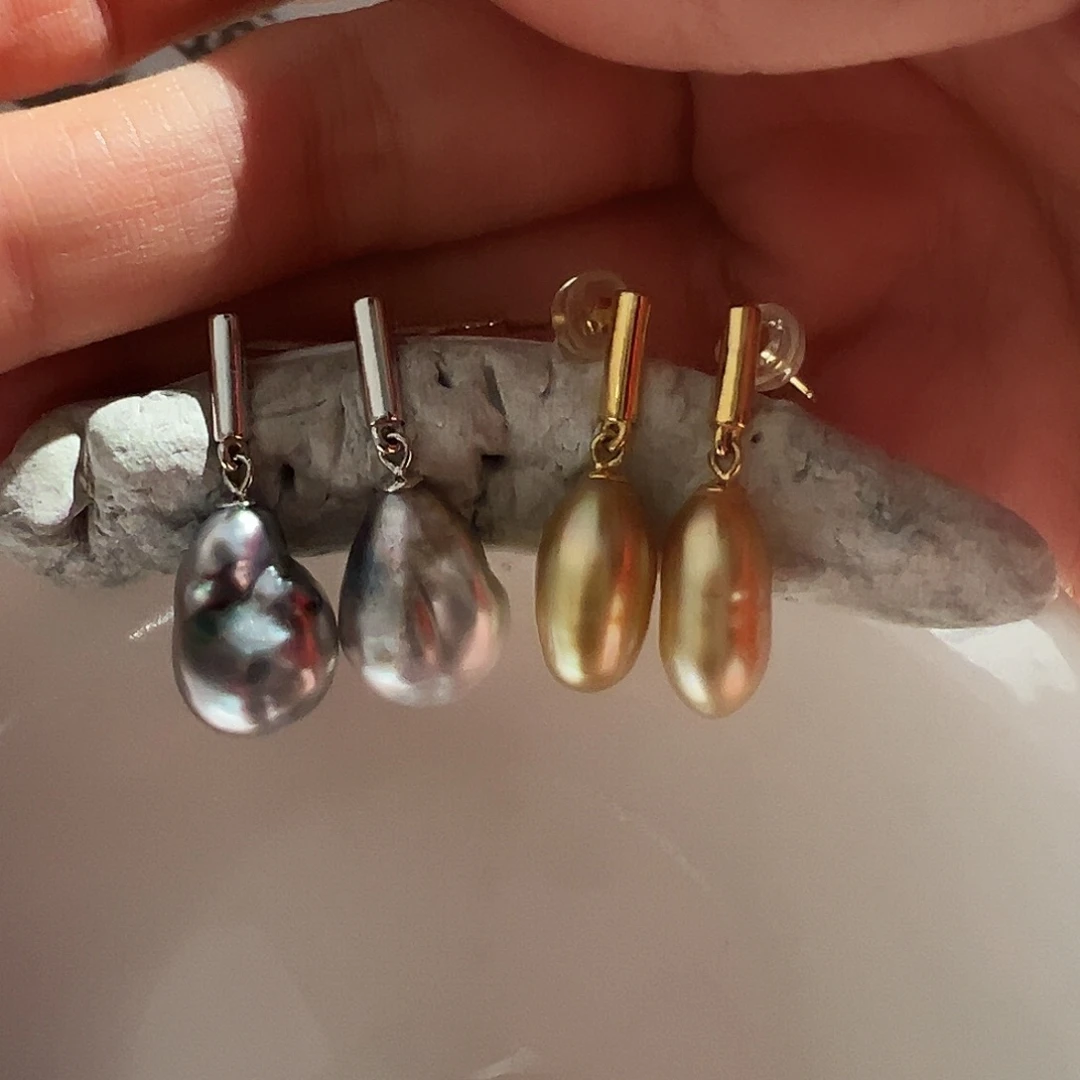 海水珍珠耳饰银S925镶嵌?****?