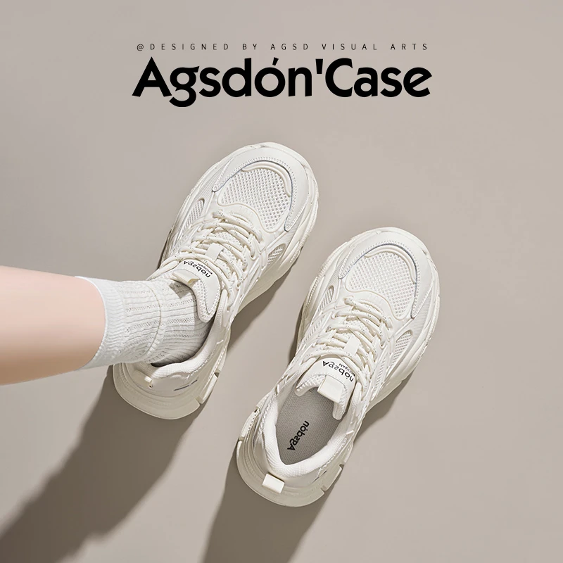 奥古狮登老爹鞋女款2025新款春季小个子松糕厚底百搭轻便运动鞋H