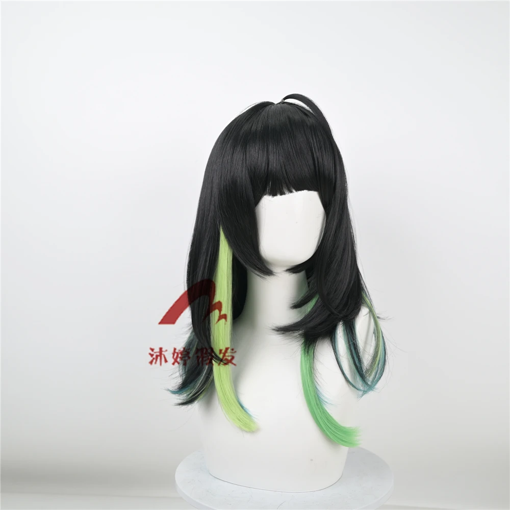 沐婷 明日方舟Mon3tr假发cos假毛M3多色挑染长款渐变 玫瑰网假发