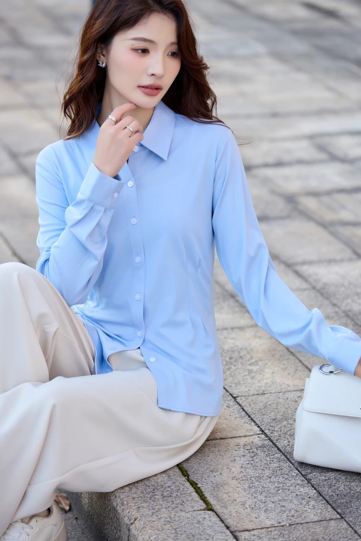 霍总推荐22-56-1职业衬衫女长袖白色免烫商务工作服显瘦气质衬衣