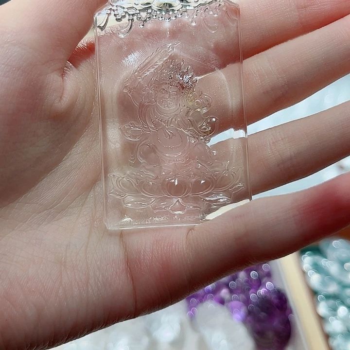 未镶嵌颈饰水晶天然白水晶不动明王雕刻牌