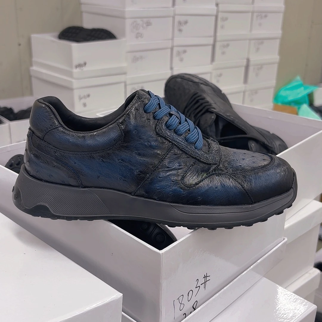 织物黑蓝擦色鸵鸟运动43