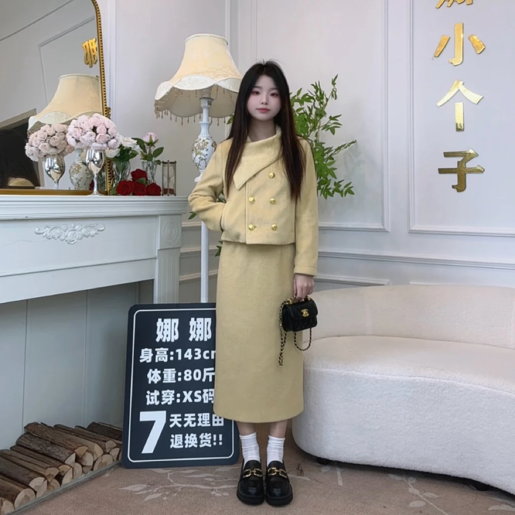【3丸子小个子】140cm冬季新款减龄搭配一整套加棉加厚套装119