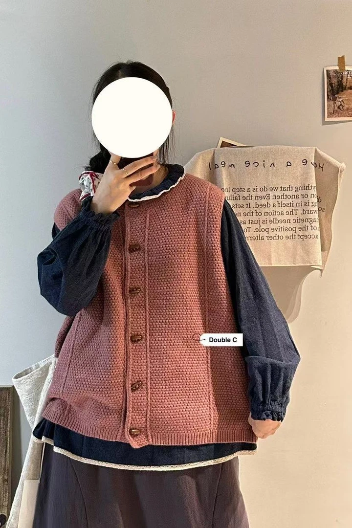 叨叨推荐款#CHAI#890619#森系橄榄扣马甲（冬季新款）FL