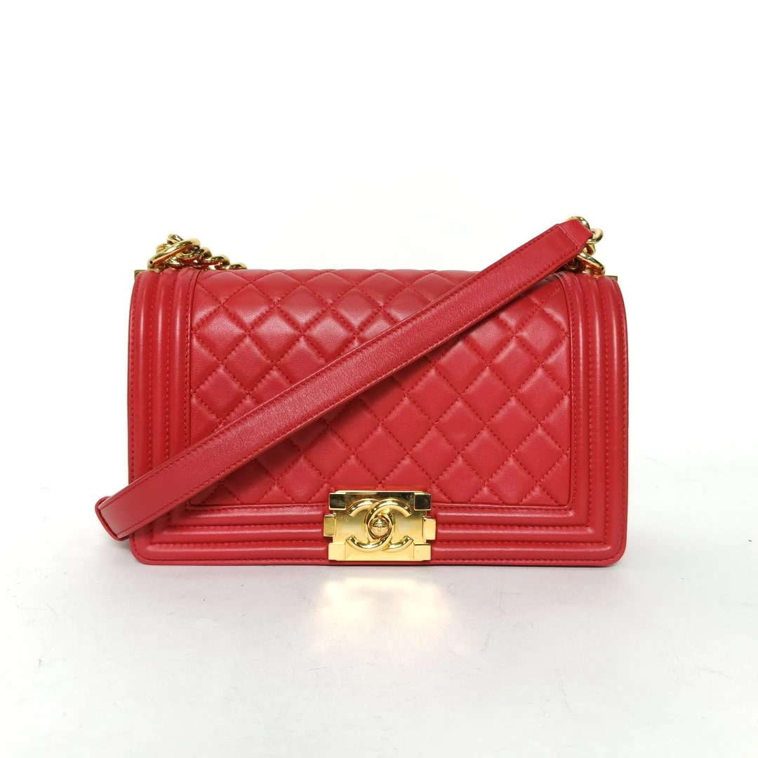95新 Chanel/香奈儿 【娇】Leboy 中号 25皮革S 17开 金扣 314764