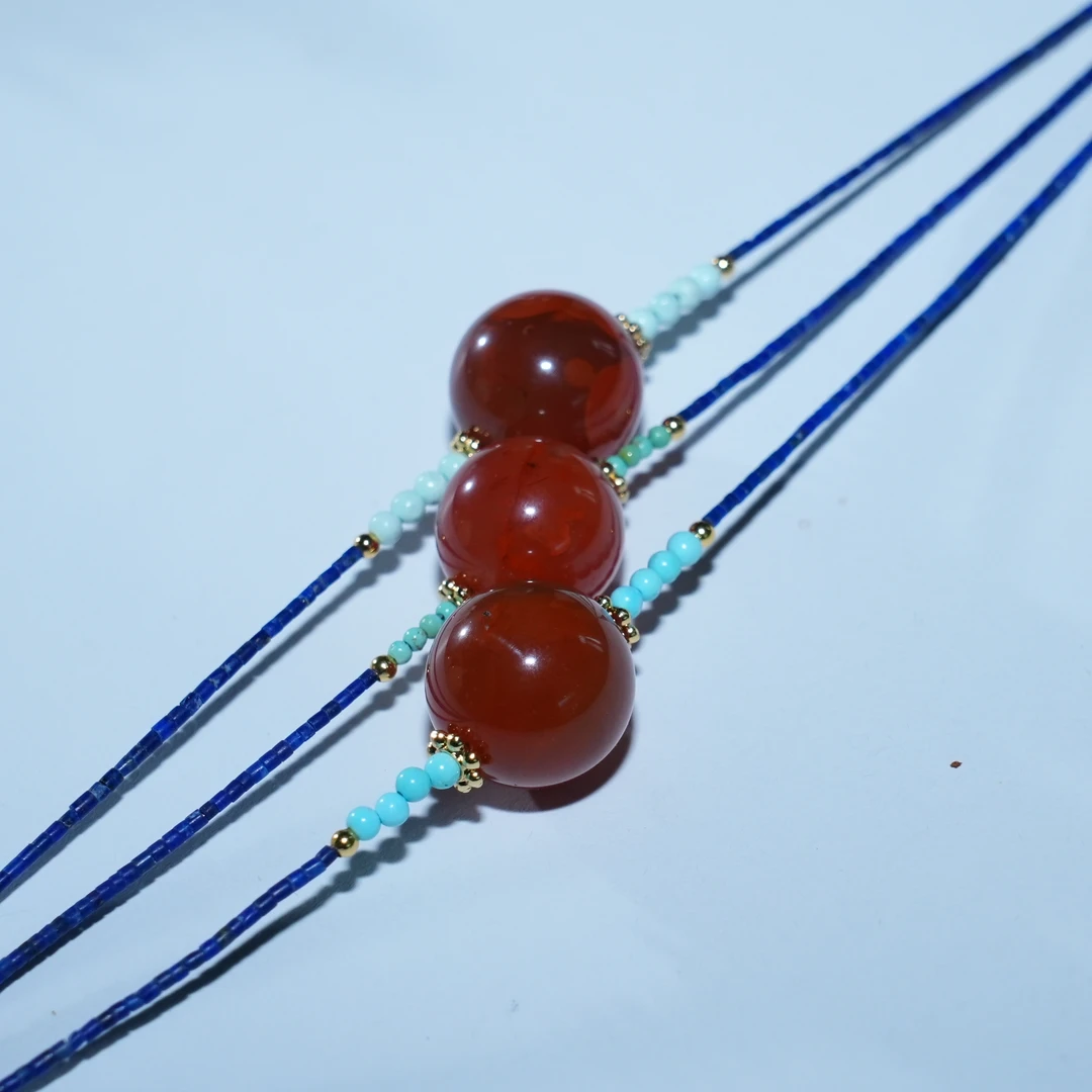 南红青金小管锁骨链多样性发一（NH005）