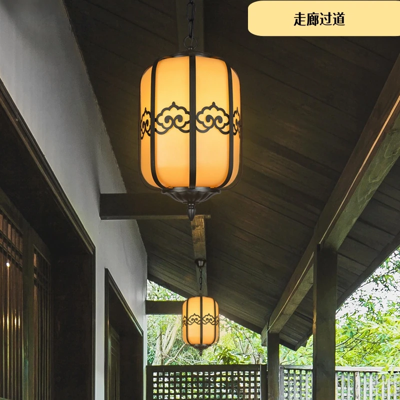 中式复古户外吊灯走廊阳光房仿古庭院连廊凉亭防水过道室外花园灯
