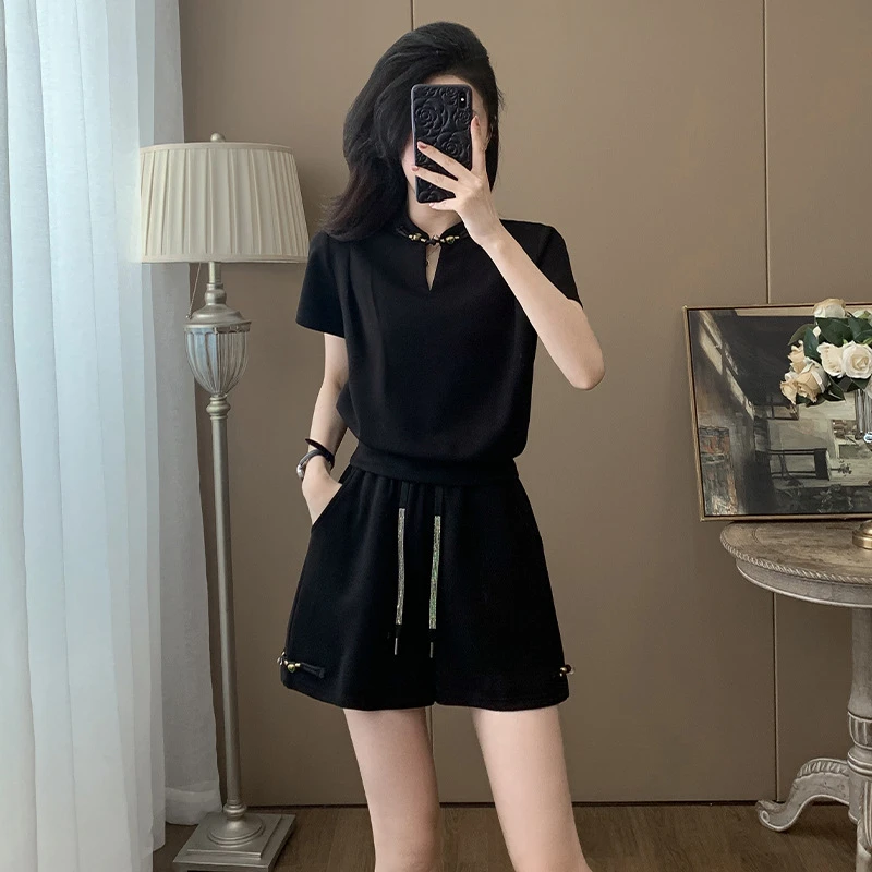 新中式国风套装女夏季2025新款时尚减龄洋气小个子短裙短裤两件套