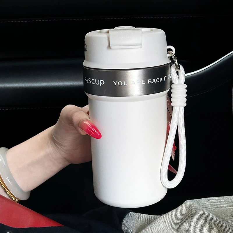 简约保温杯2025新款女生高颜值双饮水杯便携车载ins风咖啡杯送礼