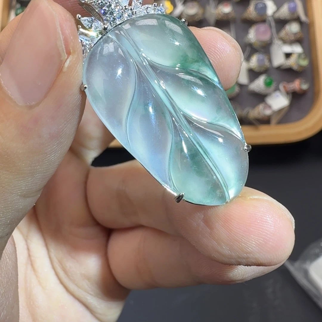 翡翠银S925镶嵌戒指天然缅甸翡翠A货