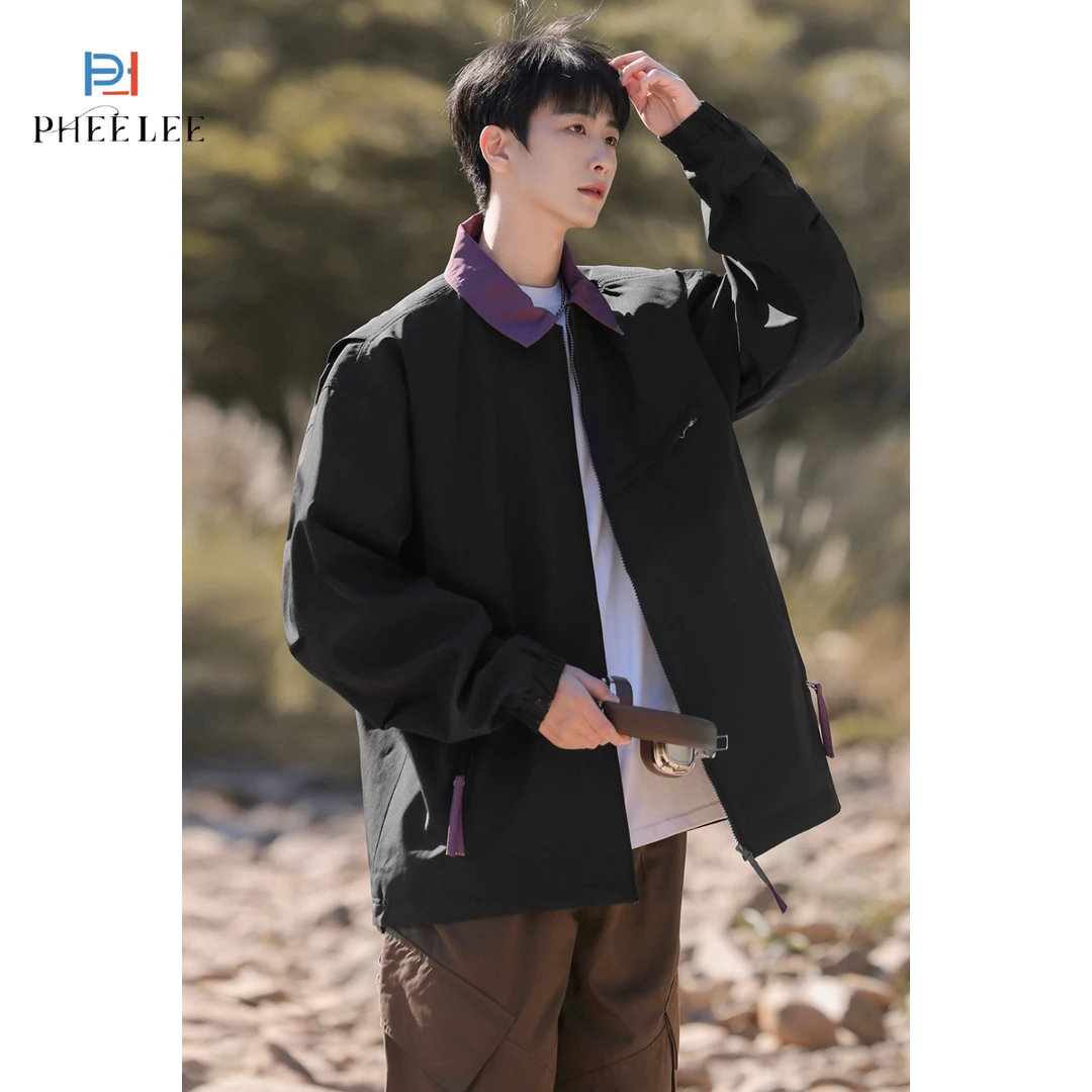 PHL潮流防水夹克男士春秋新款立领休闲外套宽松春秋季痞帅日系潮