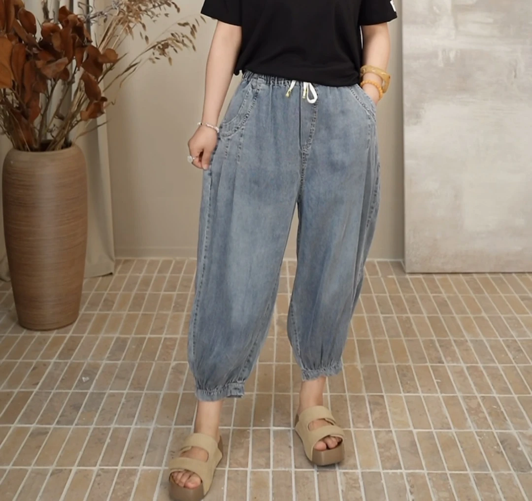 夏季薄款牛仔灯笼裤