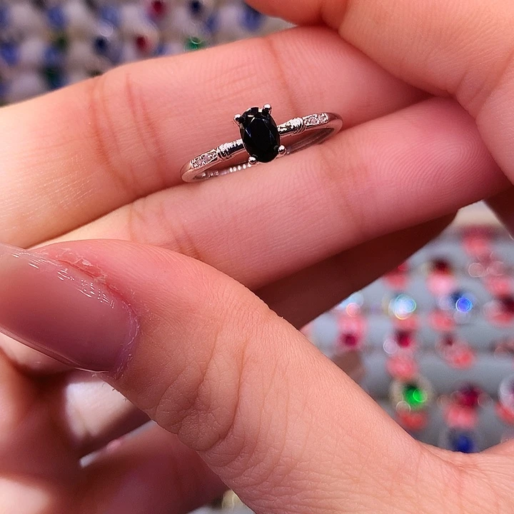 蓝宝石戒指银S925镶嵌