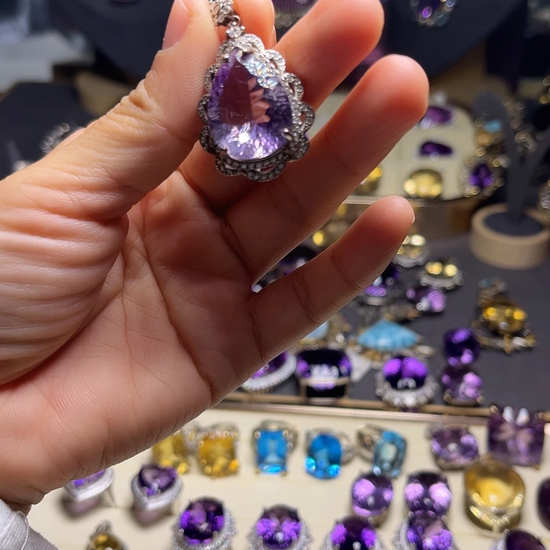 紫晶颈饰银S925镶嵌