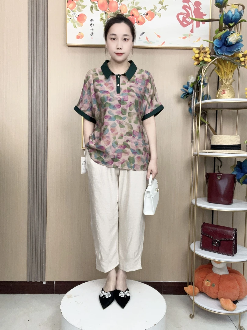 【加肥加大】中老年人衣服女春装衬衫薄款上衣妈妈洋气老太太套装