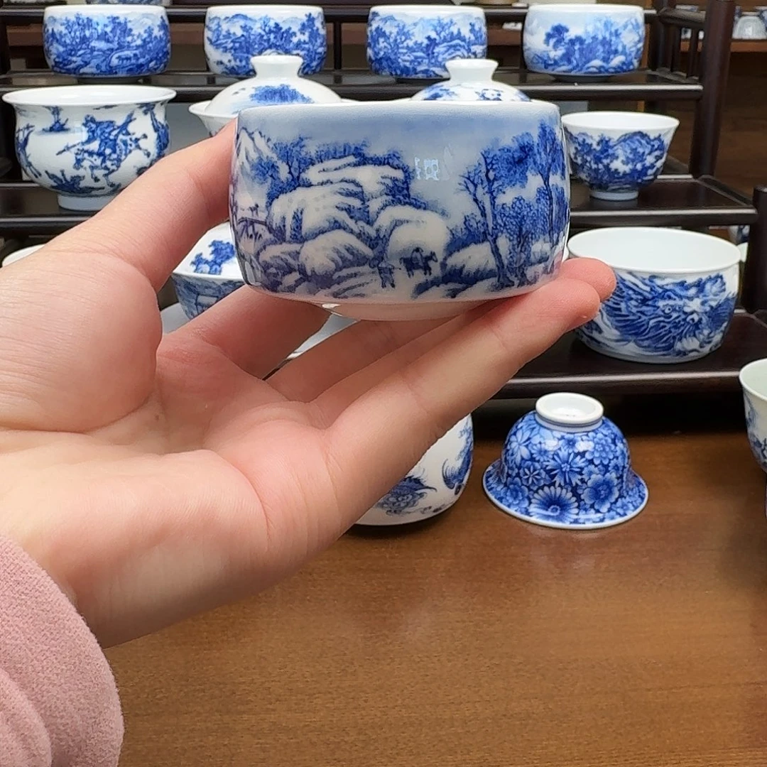 瓷片九段烧雪景小禅定