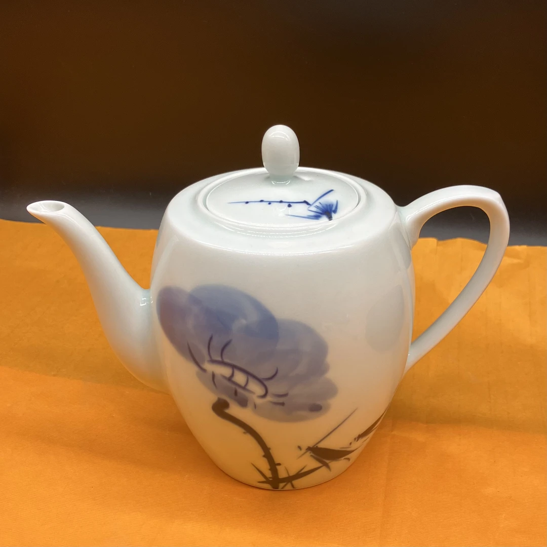 景德镇高端手绘釉下彩陶瓷美人壶茶壶手绘荷花影青釉