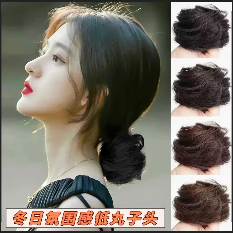 盘发神器发饰女发髻蓬松自然发圈低丸子头懒人仿真发假发包花苞头