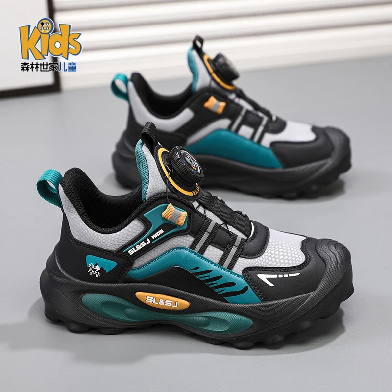 森林世家童鞋男童春秋款2025新款男孩秋冬季皮面防水儿童运动鞋子