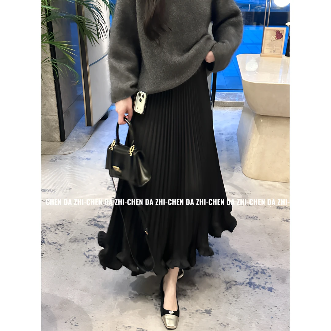 【大只定制】A字裙冬季百搭松紧带宽松高腰半身裙5QKYY10628