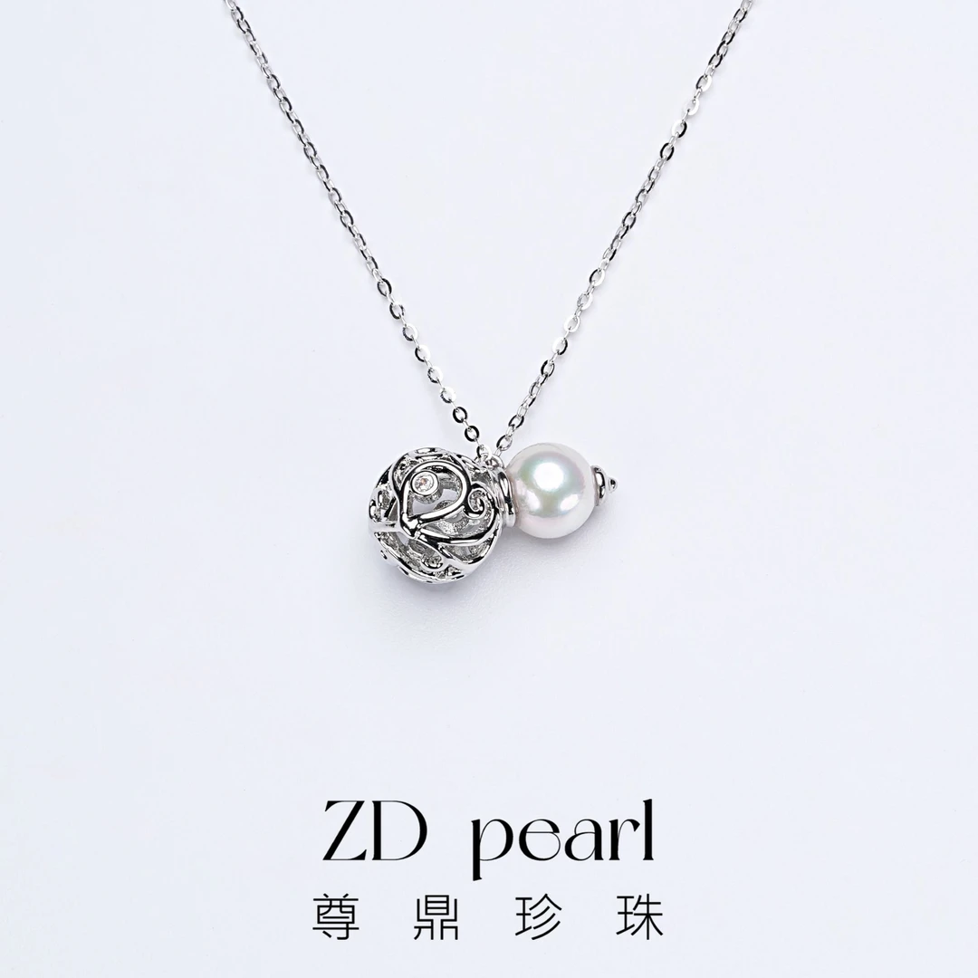 尊鼎珍珠-【福禄】合金海水珍珠akoya葫芦吊坠（含银链）-7-8mm-Nami