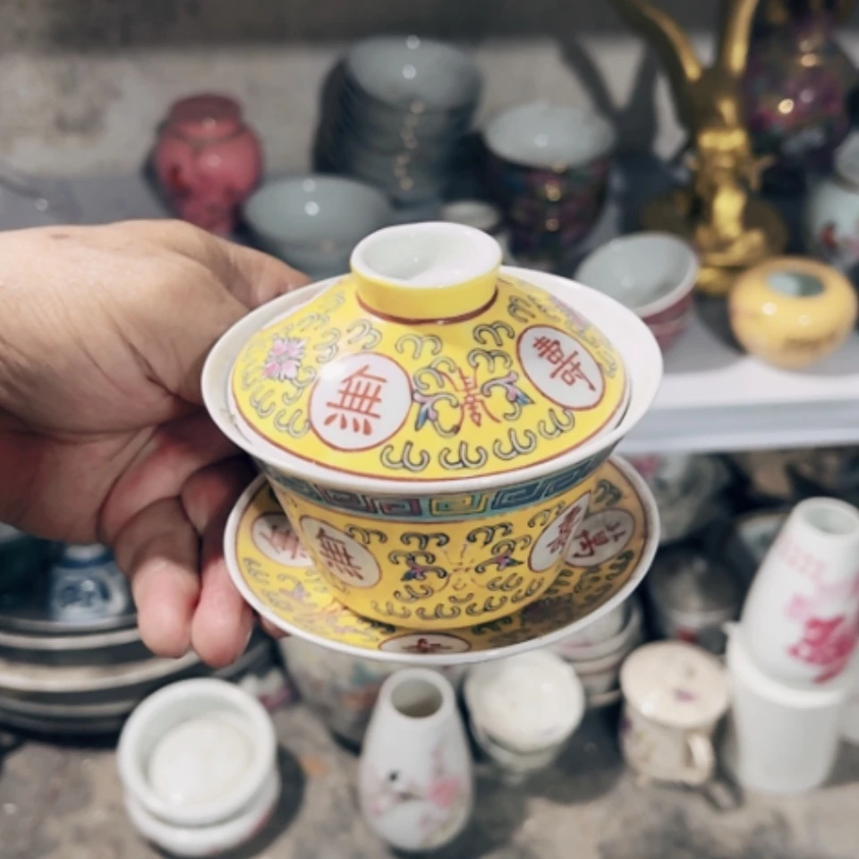 【闪购商品】紫砂茶盘韩**巴粉彩盖碗1个