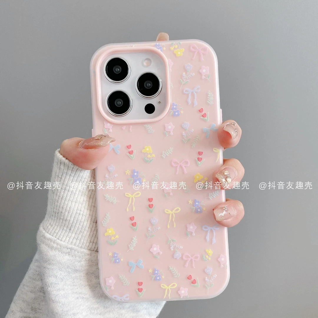 适用于苹果16新款/华为/小米/果冻壳手机壳卡通ins创意彩色碎花潮