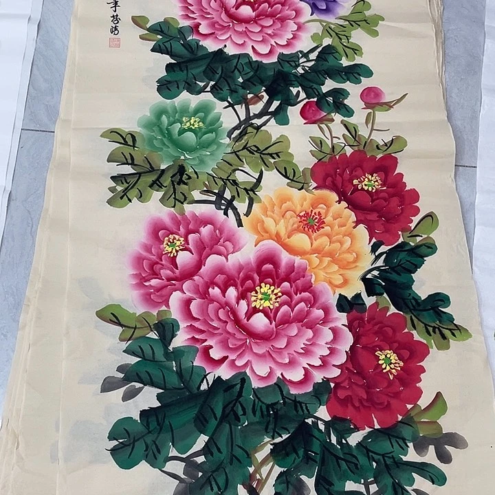 国画国画作品书法作品原稿仿古多彩竖