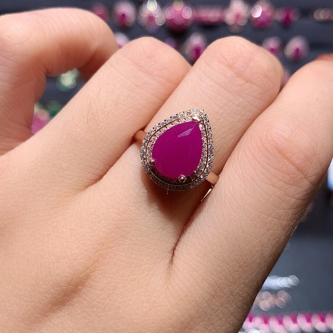 红宝石戒指银S925镶嵌