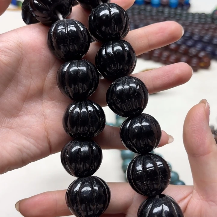 玻璃颈饰琉璃琉璃黑色大瓜珠卡24