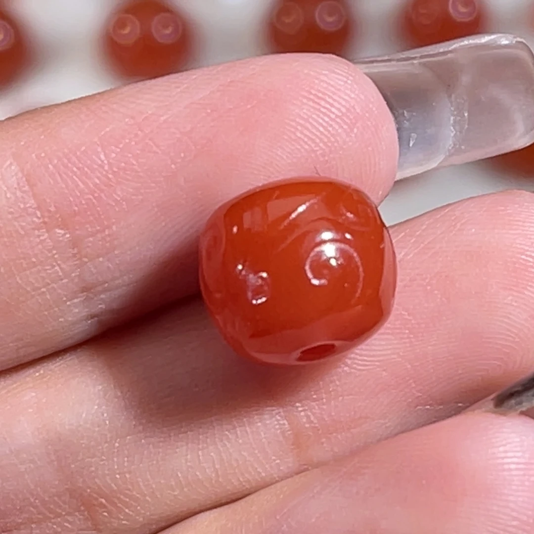 南红玛瑙未镶嵌博古纹老型珠10.6x9.3mm