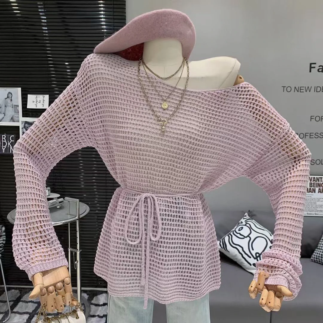 夏季沙滩波西米亚镂空衫韩版时尚慵懒风镂空针织衫上衣防晒罩衫