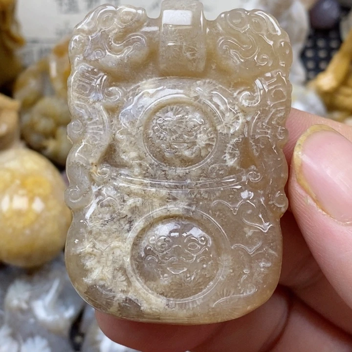 颈饰未镶嵌硅化珊瑚（珊瑚玉）