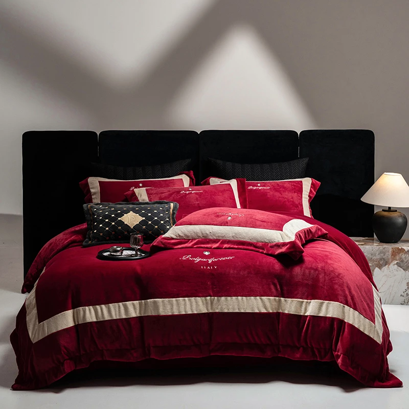 A类母婴级高克重牛奶绒四件套高端轻奢款套件