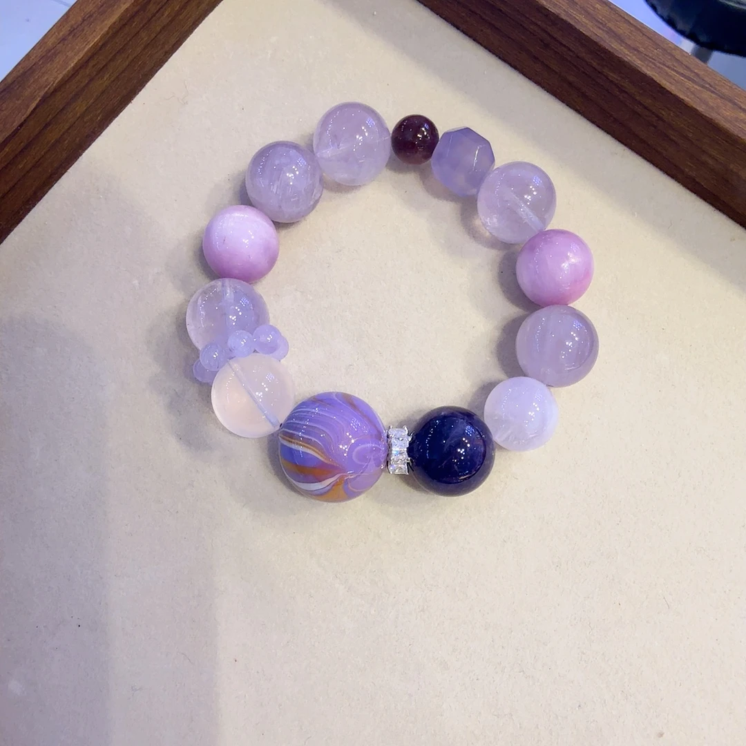 天然紫水晶多宝手链 （大珠子默认有坑口）多样性发其一 F297