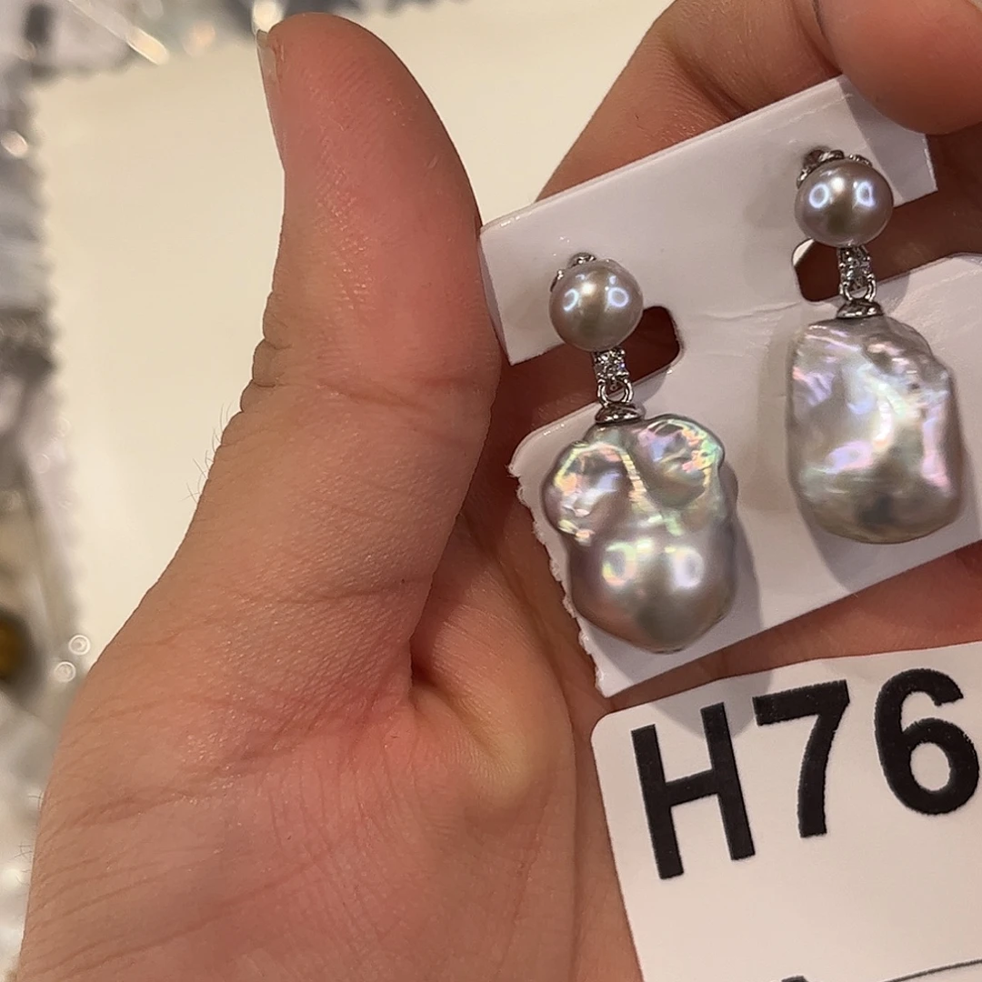 合金淡水珍珠耳饰