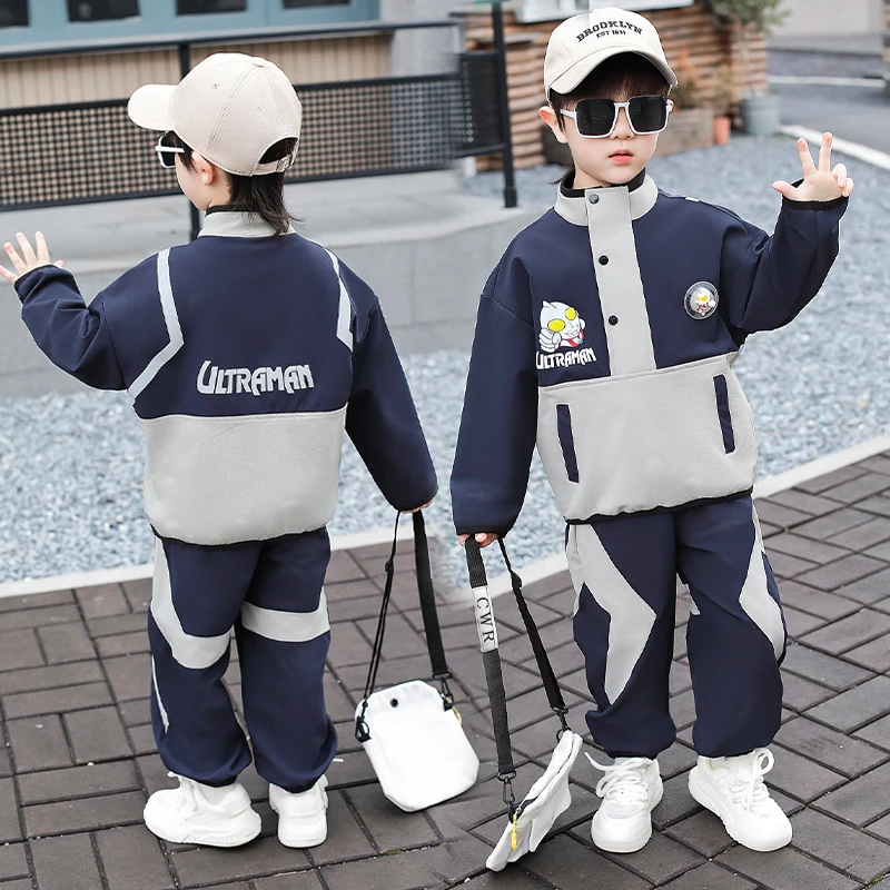 奥特曼男童春秋套装2025新款儿童冲锋衣秋装小男孩运动休闲两件套