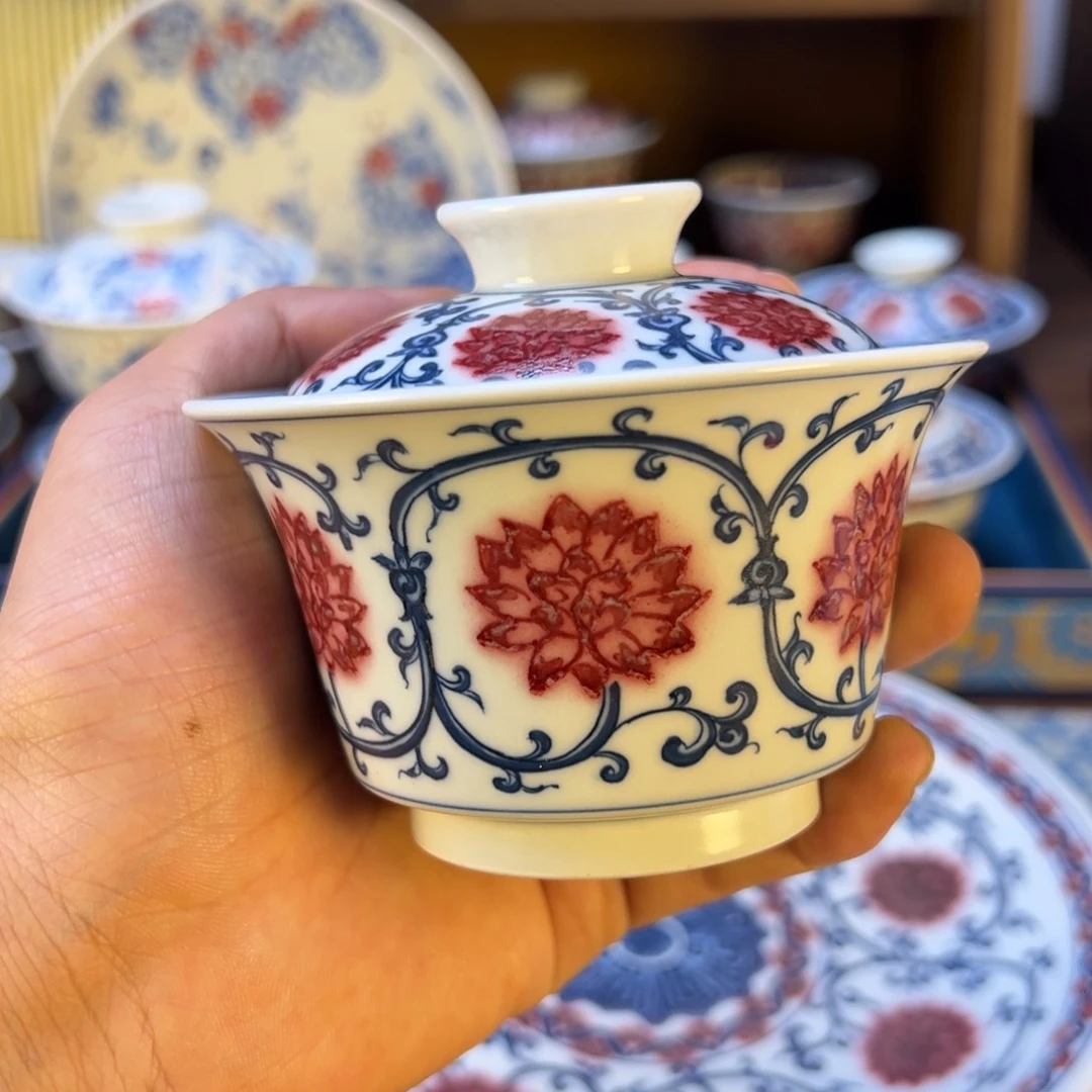 盖碗微瑕新年快乐茶器百宝箱