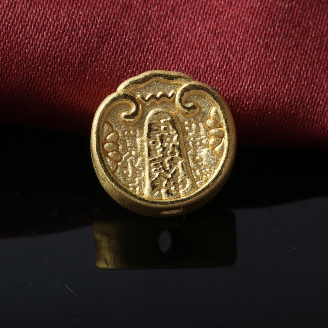 足金999本命年五路财神3D硬金空心版百搭时尚可爱路路通转运珠